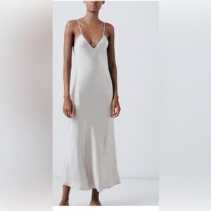 ZARA Champagne Satin Minimalist Slip Dress